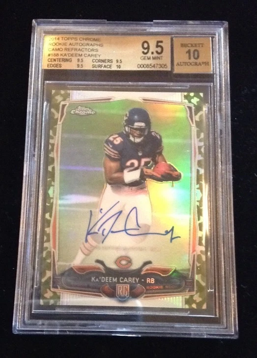 2014 Topps Chrome Ka'Deem Carey Camo Refractor RC Auto BGS 9.5/10. 8/99
