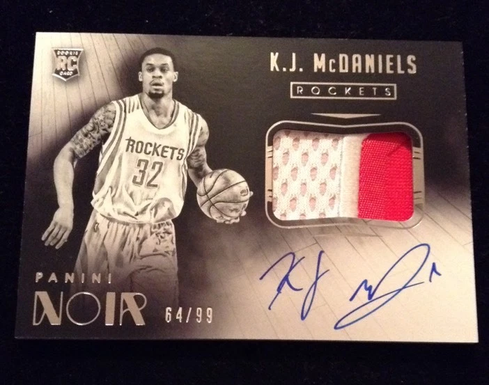 2014-15 Panini Noir KJ k j McDaniels PATCH AUTO RC /99 Autograph
