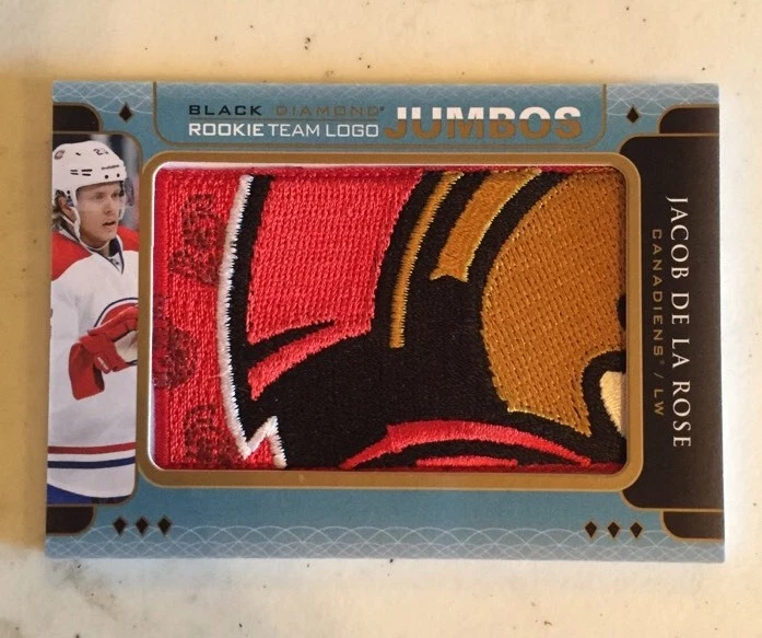 2015-16 UD BLACK DIAMOND JACOB DE LA ROSE ROOKIE TEAM LOGO 5 CLR PATCH JUMBO RC
