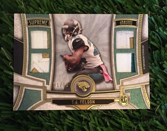 2015 Topps Supreme Quad 3 Color Patch RC T.J. YELDON #ED /10 SSP STUD
