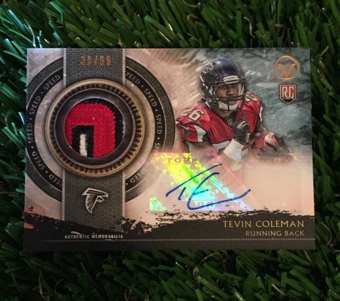 2015 Topps Valor Tevin Coleman Auto 3 Clr Patch RC #ED /99 Falcons
