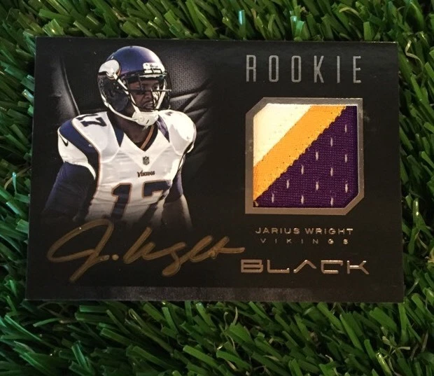 2012 Panini Black Jarius Wright Rookie 3 CLR Patch Auto #d /25 Vikings
