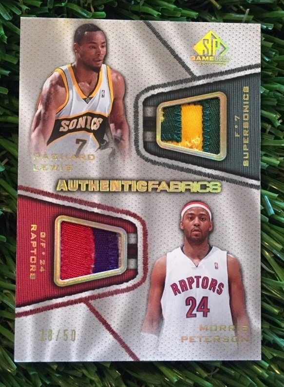 2007-08 SP GAME USED AUTHENTIC FABRICS DUAL 5 CLR PATCH LEWIS/PETERSON #ED /50
