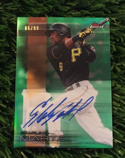 2016 TOPPS FINEST AUTO GREEN REFRACTOR STARLING MARTE #/99 PIRATES AUTOGRAPH
