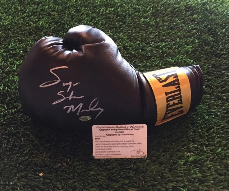 SUGAR SHANE MOSLEY Autographed EVERLAST Boxing Glove INSCRIBED Leaf COA
