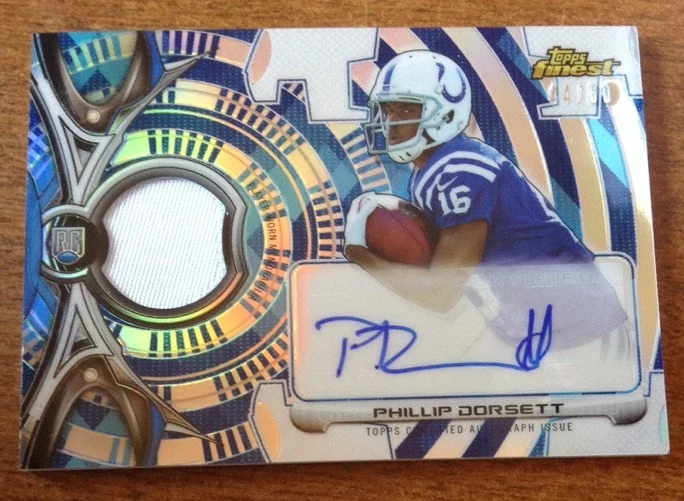 2015 Topps Finest Rookie Refractor Patch Autograph Phillip Dorsett #d 44/60
