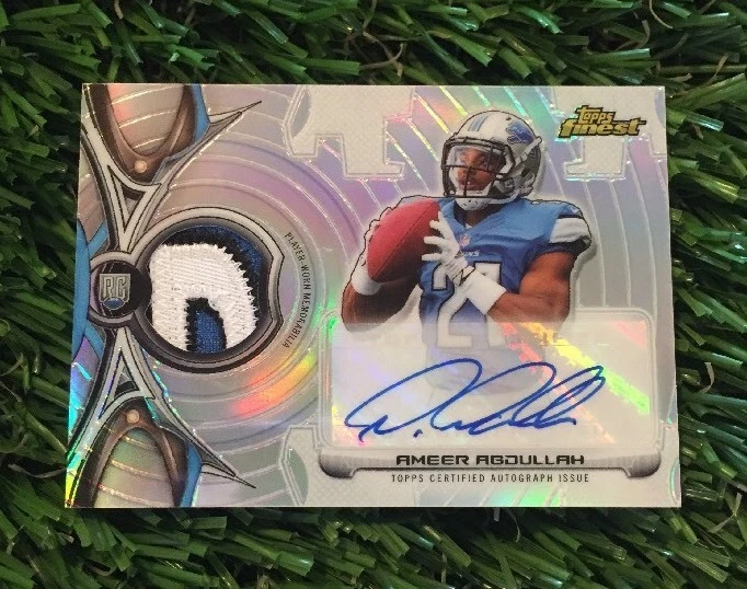 2015 Topps Finest Ameer Abdullah 3 CLR NAMEPLATE Patch AUTO RC LIONS
