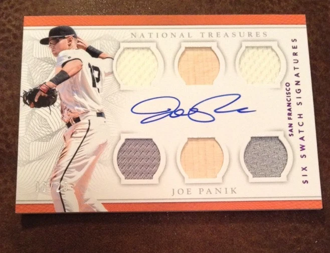 2016 National Treasures JOE PANIK Six Swatch Signature w bat Auto #6/25 RARE!
