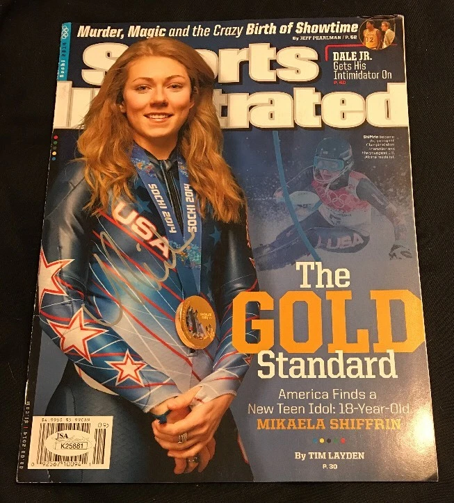 Olympic Gold Medalist Mikaela Shiffrin Sports Illustrated Auto Magazine JSA COA

