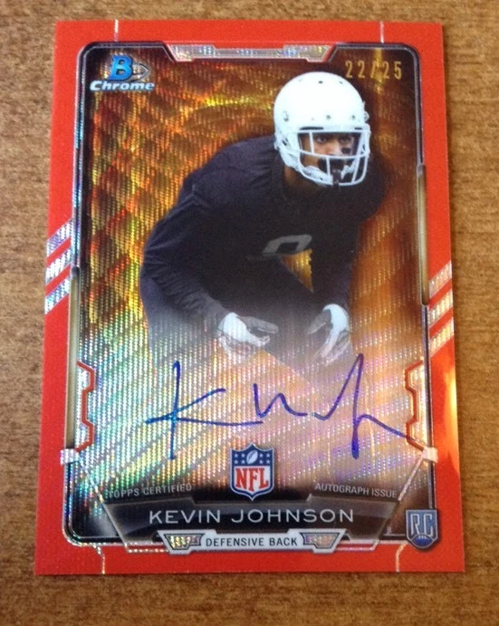 2015 Bowman Chrome Rookie Auto Refractors RED Kevin Johnson 22/25 Sp
