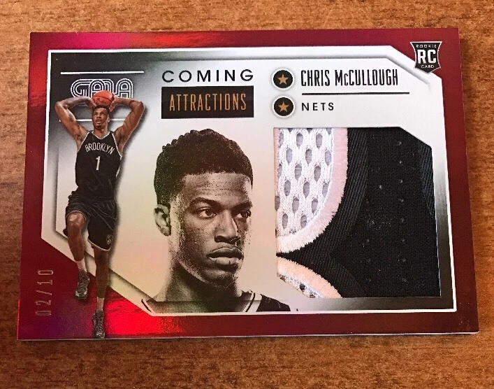 CHRIS McCULLOUGH 2015-16 GALA 2 COLOR PATCH ROOKIE RC # 2/10 SSP BROOKLYN NETS

