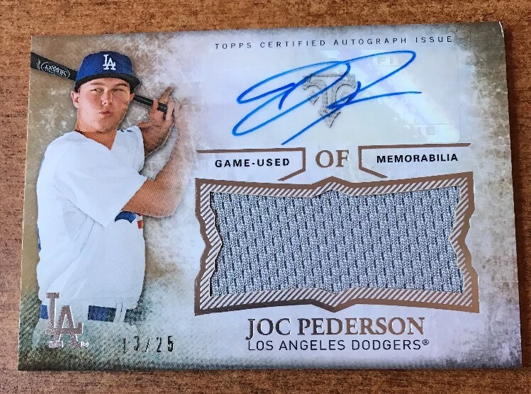 2015 Topps Triple Threads Unity Relic Gold Auto /25 Joc Pederson DIGNED CORNER
