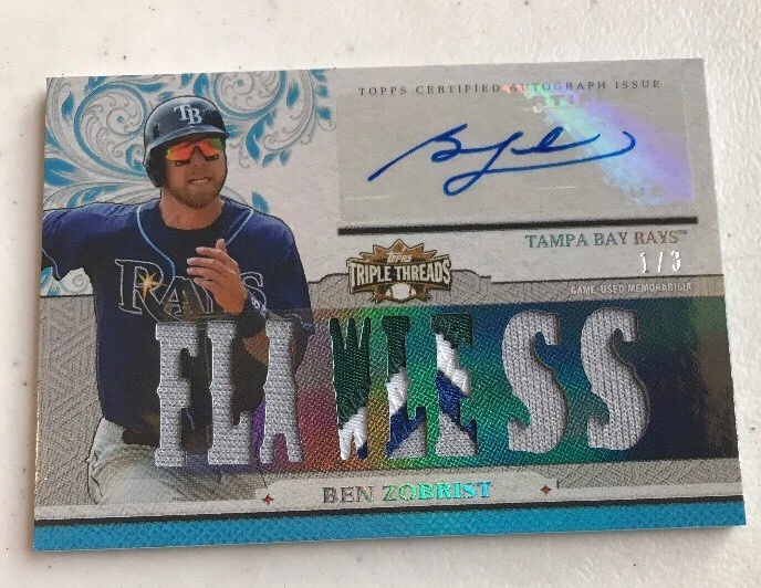 2014 Topps Triple Threads Ben Zobrist Patch AUTO 1/3 Sick Patch 1/1 Wow

