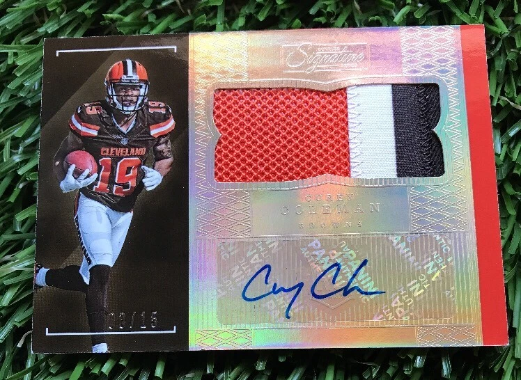 COREY COLEMAN 2016 DONRUSS SIGNATURE SERIES GOLD RPA 3 CLR PATCH AUTO RC #D 3/15

