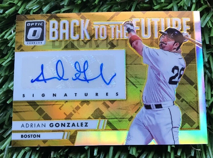 2016 Optic Adrian Gonzalez Back to the Future GOLD Parallel AUTO #'d 3/5
