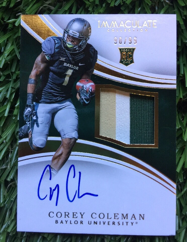 COREY COLEMAN 2016 Immaculate RC Baylor AUTO / PATCH #90/99
