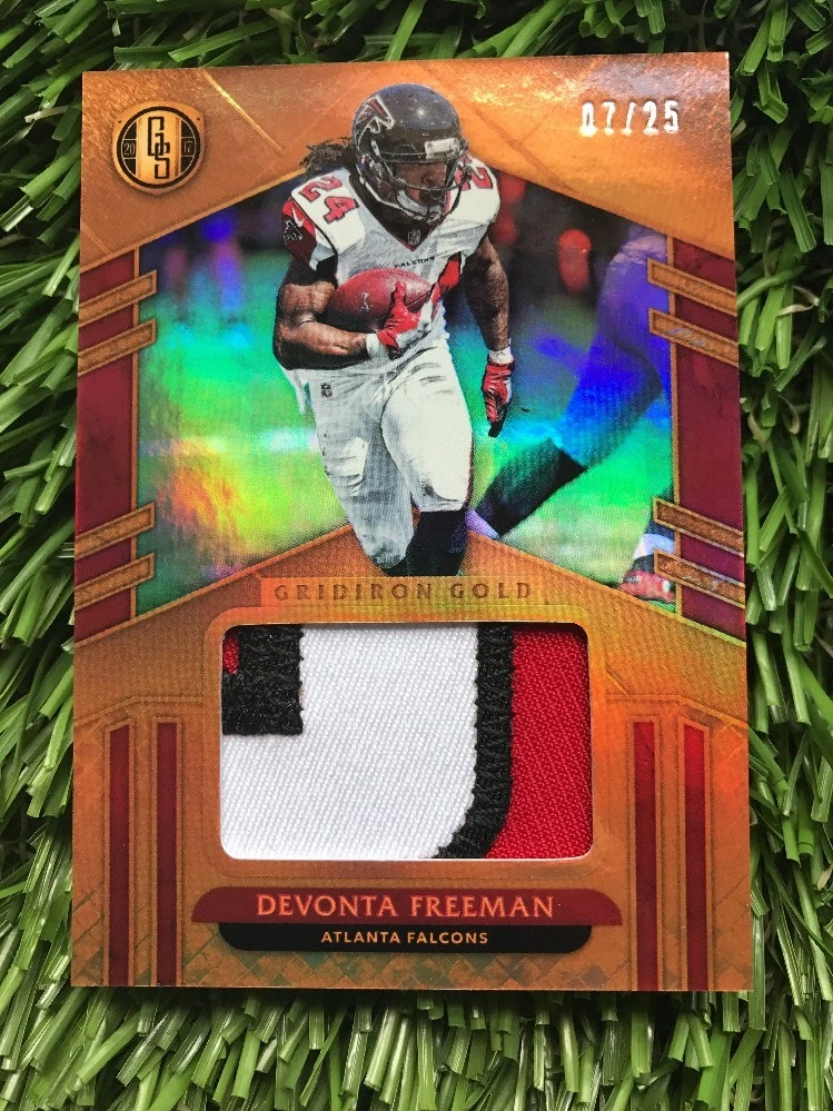 DEVONTA FREEMAN 2017 GOLD STANDARD GRIDIRON GOLD 3 COLOR PATCH 7/25
