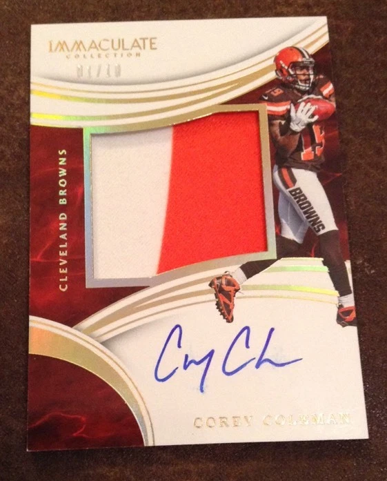2016 PANINI IMMACULATE COREY COLEMAN GOLD JUMBO RC PATCH AUTO 1/10 EBAY 1/1 Wow
