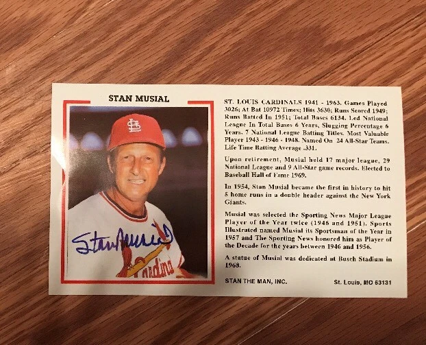 CARDINALS Stan Musial signed Stan The Man postcard AUTO JSA COA AUTO Autographed
