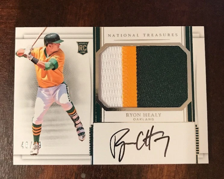 2017 Panini National Treasures Ryon Healy RC PATCH AUTO Mariners #D /49 STUD
