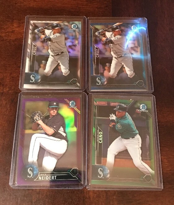 (4) MARINERS 2016 Bowman Chrome Refractor LOT CRUZ CANO NEIDERT /99 /150 /250
