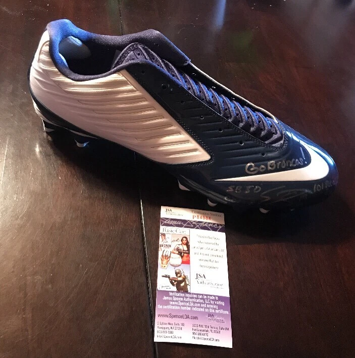 EMMANUEL SANDERS Signed INSCRIBED NIKE Football Cleat JSA/COA P84884 BRONCOS
