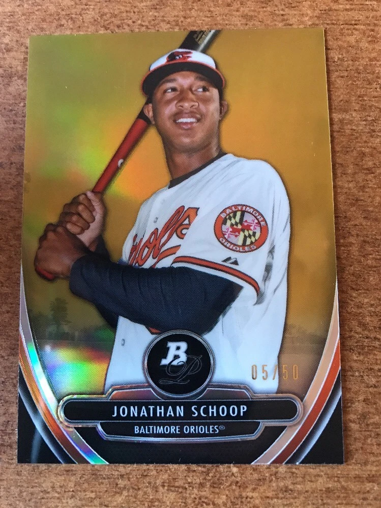 2013 Bowman Platinum Chrome Prospects Jonathan Schoop Gold Refractor Orioles /50
