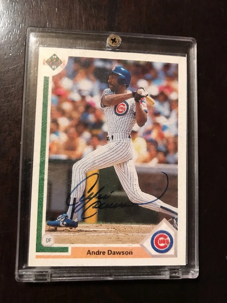 ANDRE DAWSON 1990 UPPER DECK AUTOGRAPHED Signed Baseball Card JSA/COA T89414
