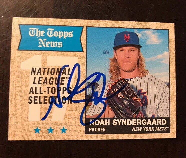 2017 TOPPS HERITAGE NOAH SYNDERGAARD AUTOGRAPHED Baseball Card JSA/COA S71930
