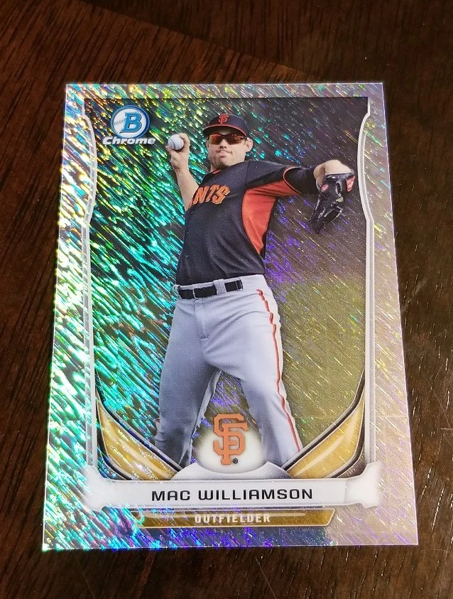2014 Bowman Chrome Draft Mac Williamson ICE Refractor #'D 11/15 SSP GIANTS
