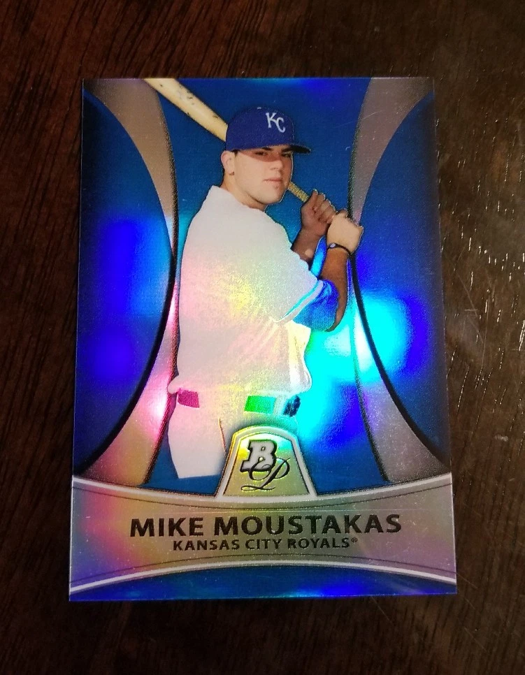 2010 MIKE MOUSTAKAS Bowman Platinum RC Rookie Card Blue Refractor #D /99 ROYALS
