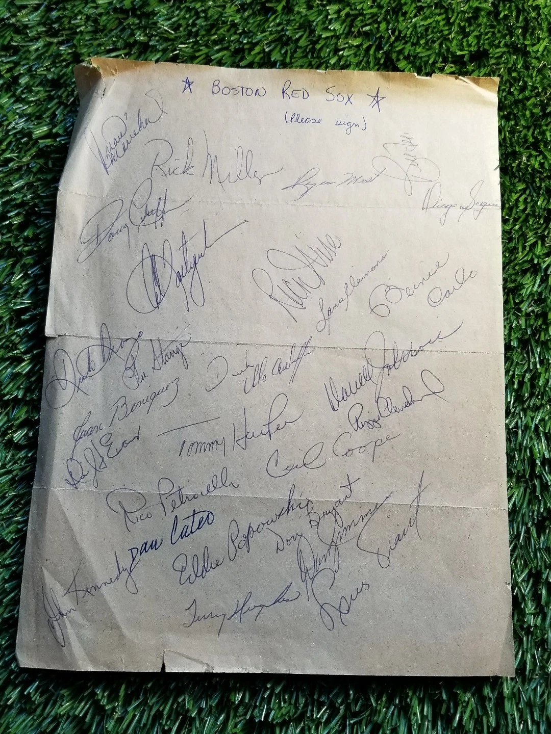 1974 BOSTON RED SOX TEAM Signed MLB Team SHEET JSA/LOA YASTRZEMSKI MARICHAL HOF

