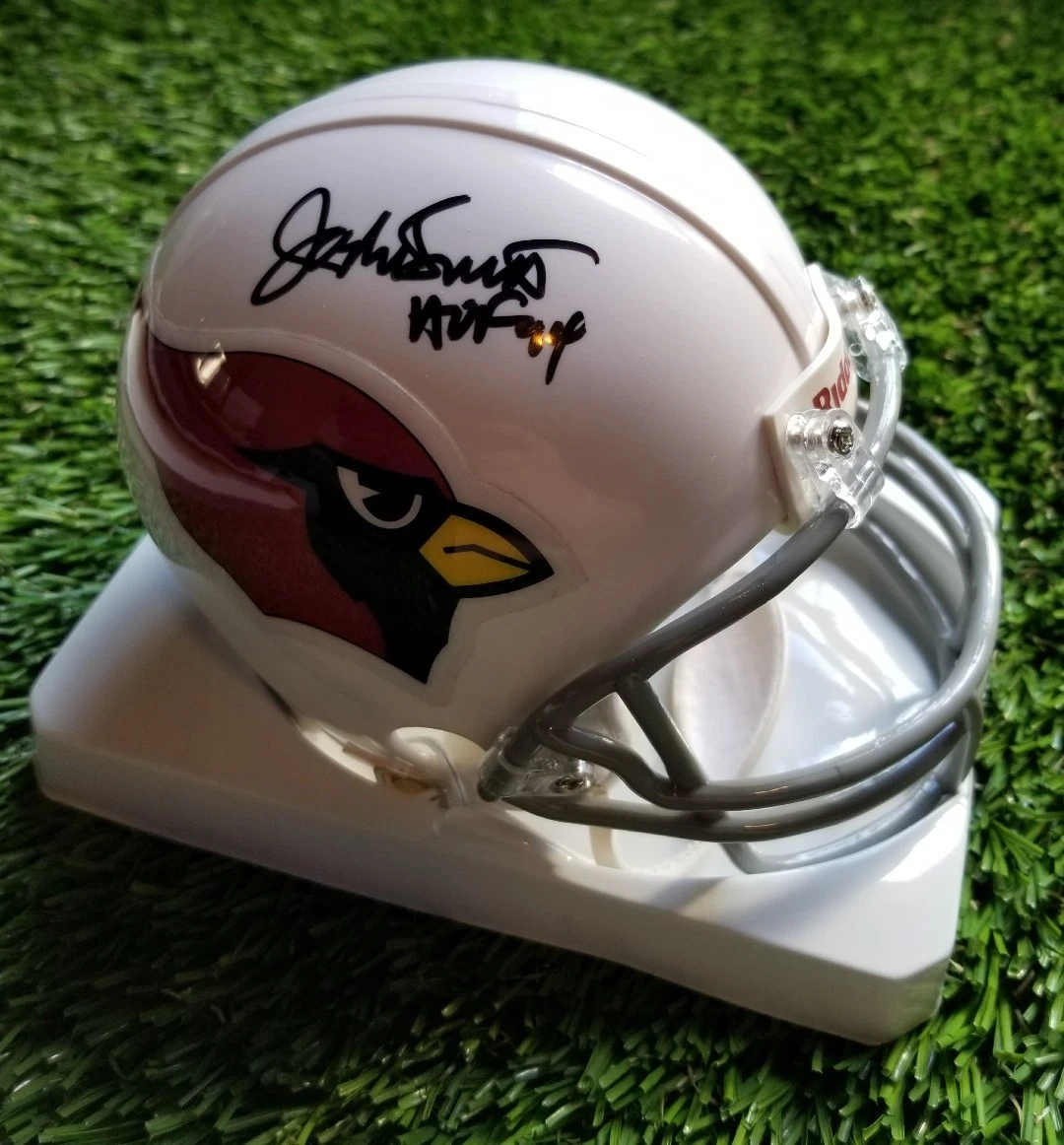 JACKIE SMITH AUTOGRAPHED ARIZONA CARDINALS MINI HELMET LEAF COA 37963 INSCRIBED
