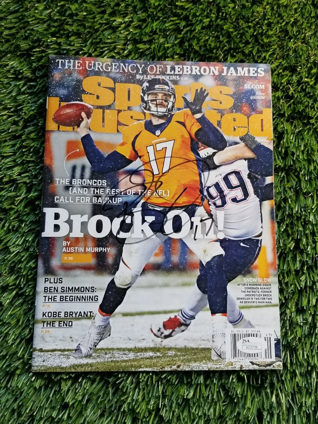 BROCK OSWEILER AUTOGRAPHED SPORTS ILLUSTRATED MAGAZINE BRONCOS JSA/COA U23738
