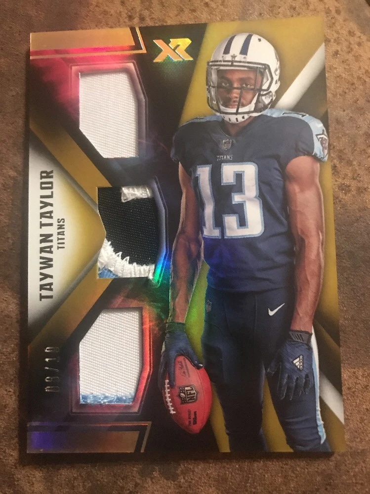 TAYWAN TAYLOR 2017 Panini XR TRIPLE THREATS MATERIALS GOLD #38 8/10
