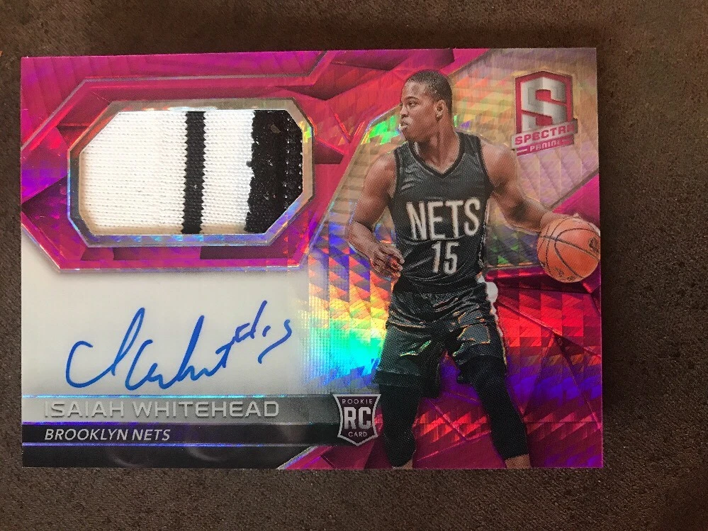 2016-17 PANINI SPECTRA ROOKIE AUTO JERSEY ISAIAH WHITEHEAD SERIAL #19/49
