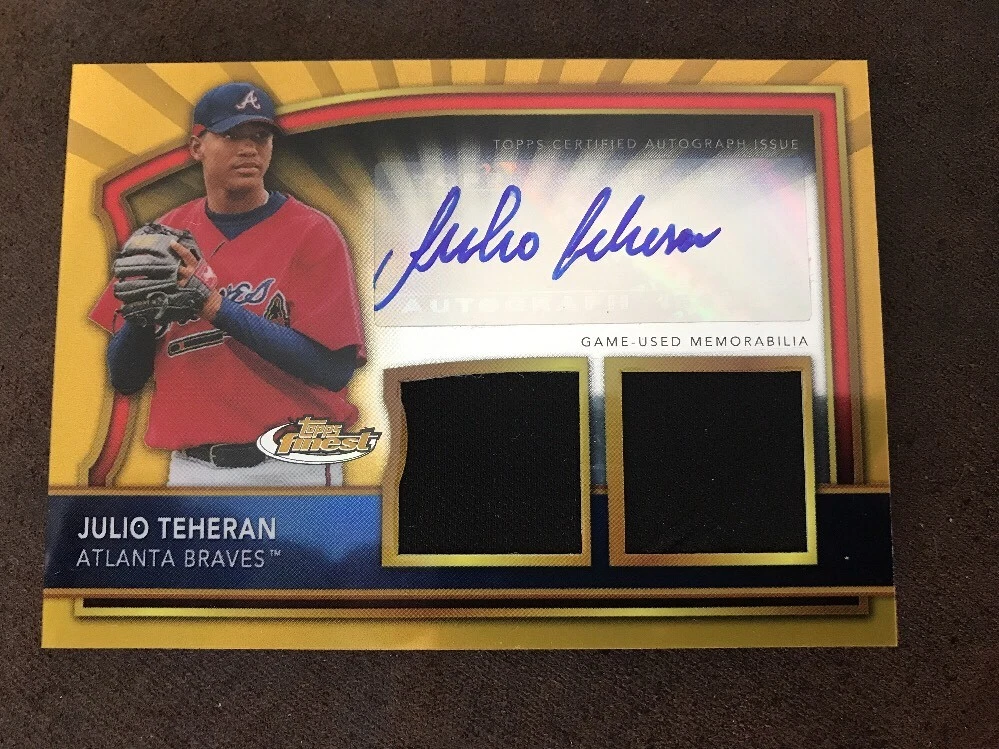 2011 Topps Finest Julio Teheran Dual Jersey AUTO Gold Rookie Card Serial #56/69
