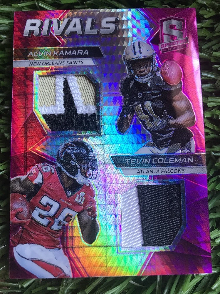 2017 Spectra Alvin Kamara/Tevin Coleman RIVALS PINK Dual Jersey card #'d 1/7
