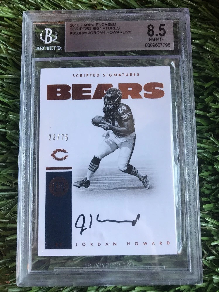 Jordan Howard RC Rookie Auto 23/75 Bears BGS 8.5 2016 Encased Scripted Signature
