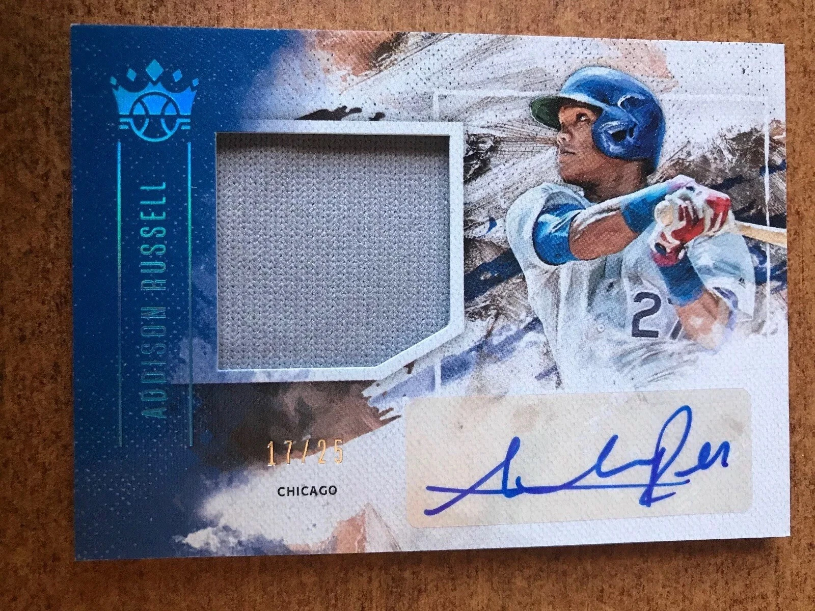 2019 PANINI DIAMOND KINGS ADDISON RUSSEL JUMBO JERSEY AUTO #17/25 CUBS
