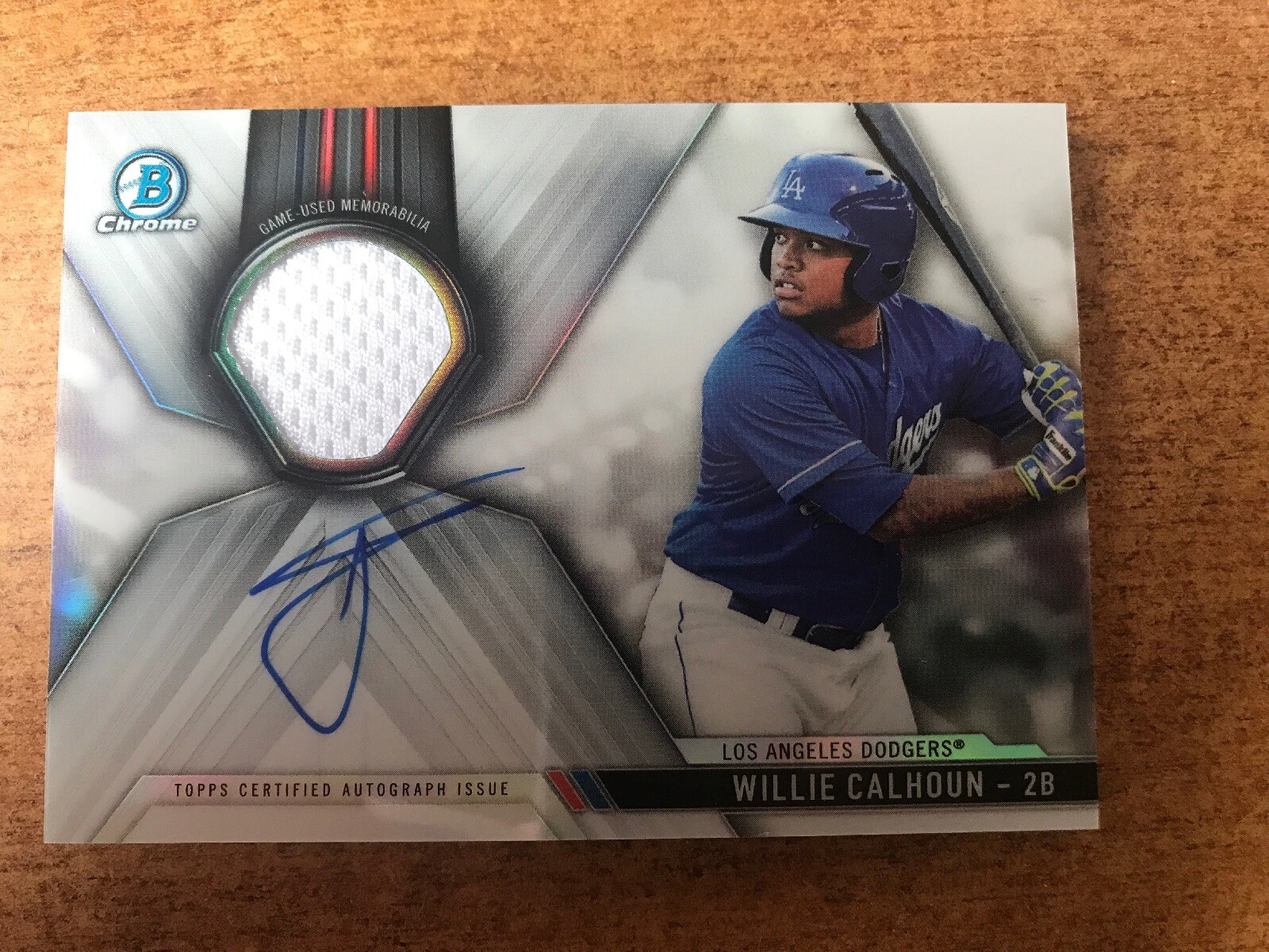 2017 Bowman Chrome Auto Relic Willie Calhoun Dodgers #d 81/150
