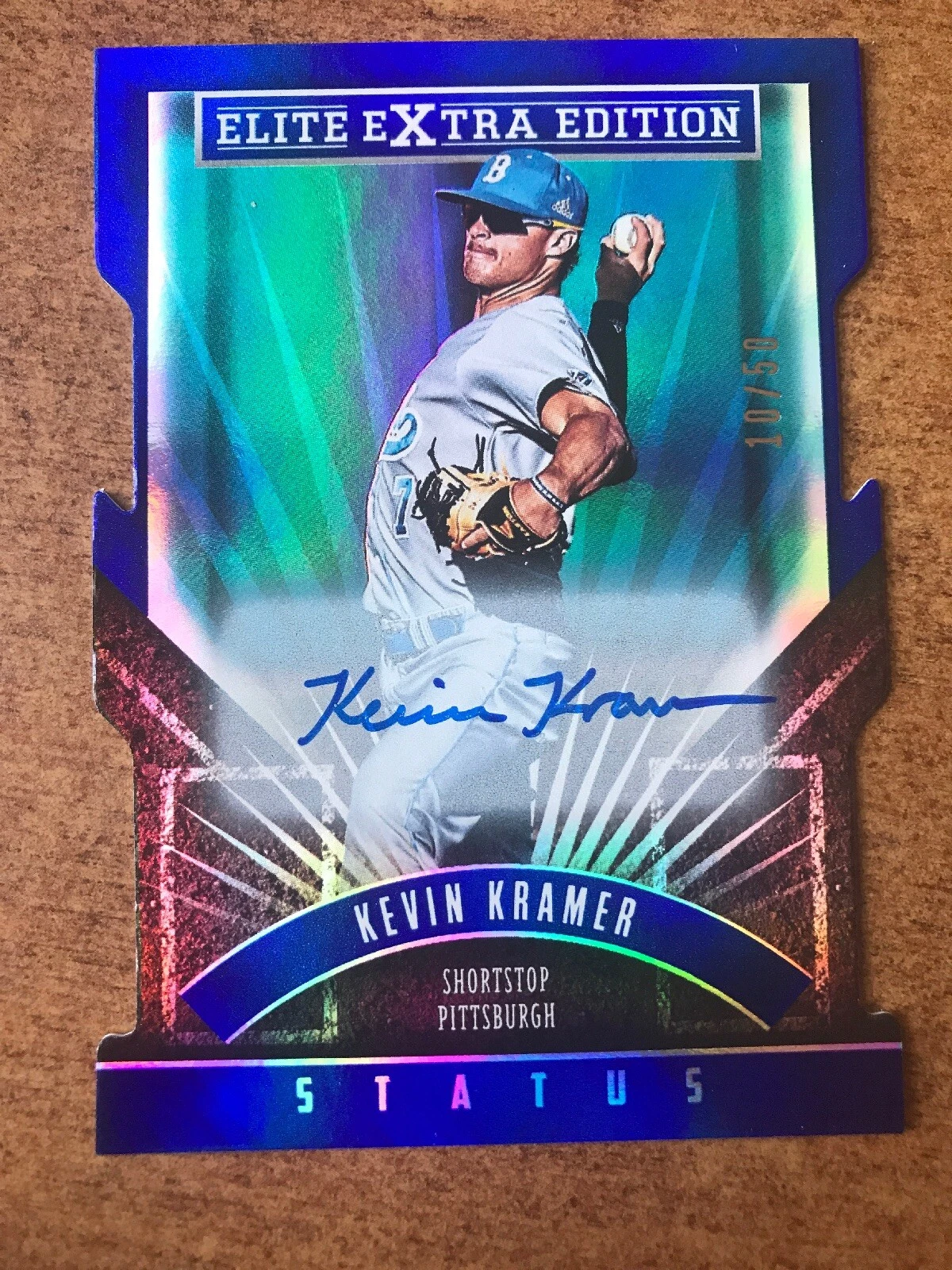 2015 Elite Extra Edition Status BLUE Die-Cut #63 Kevin Kramer RC Auto /50
