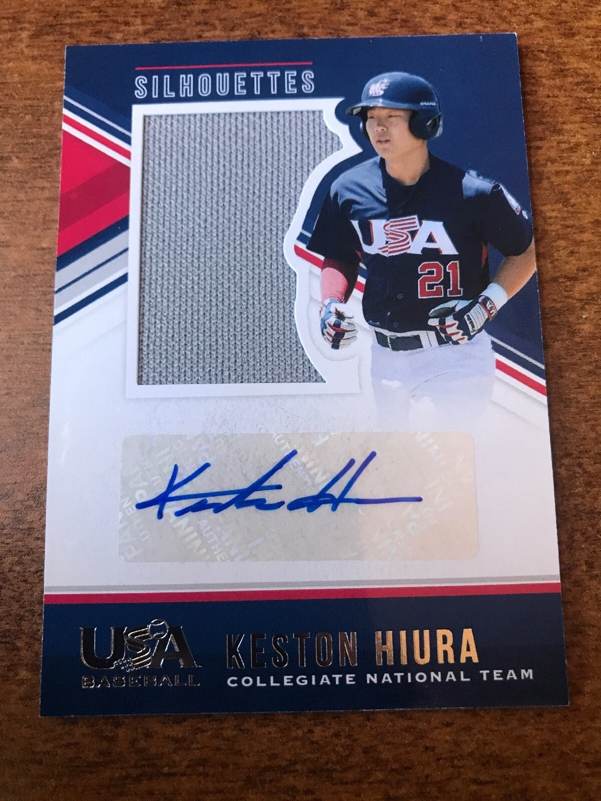 Keston Hiura 2018 USA Stars Stripes Silhouettes Autograph Jersey RC #81/137
