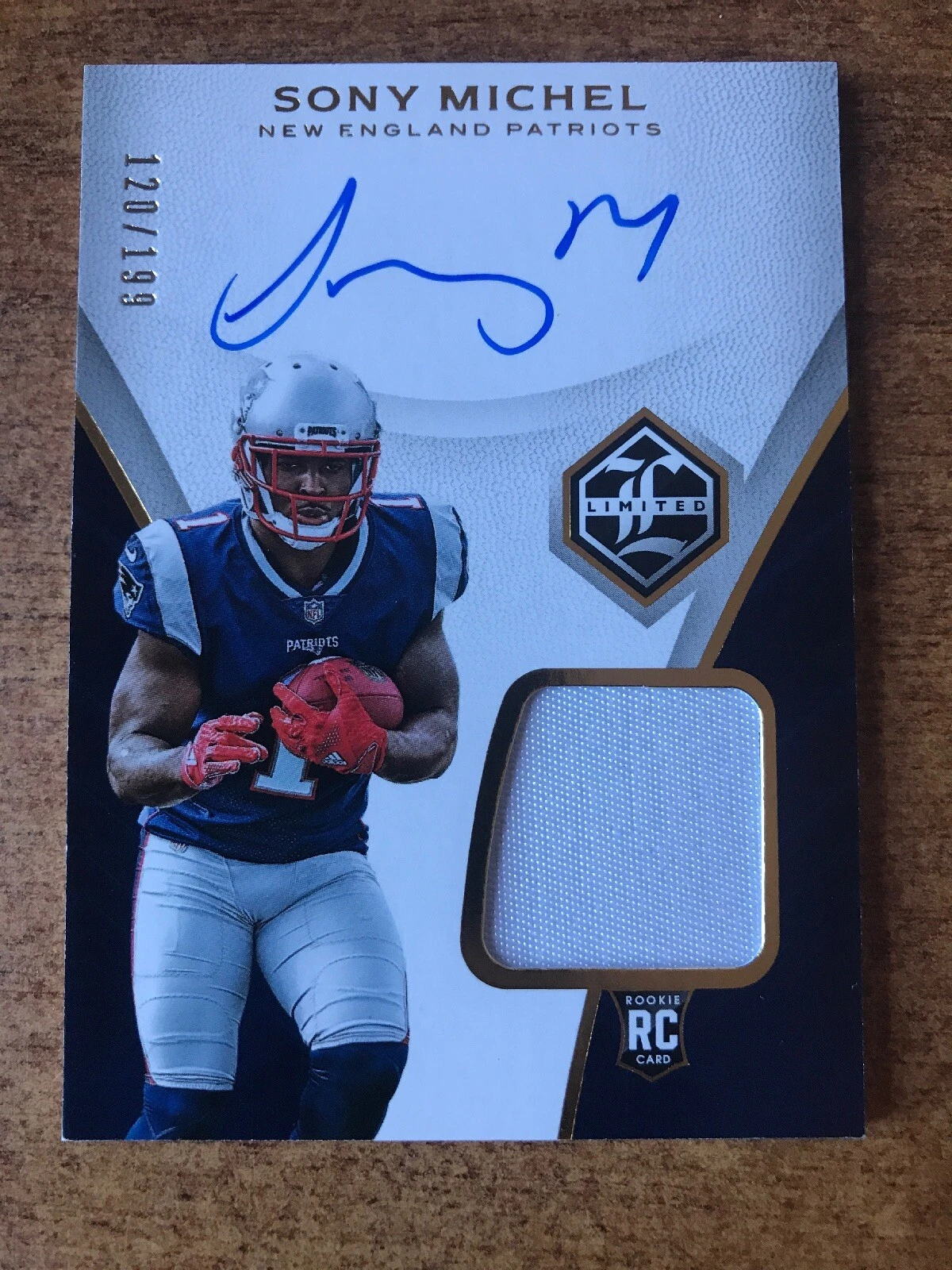 SONY MICHEL 2018 Panini Limited Rookie Patch On Card Auto True RPA 120/199 RC
