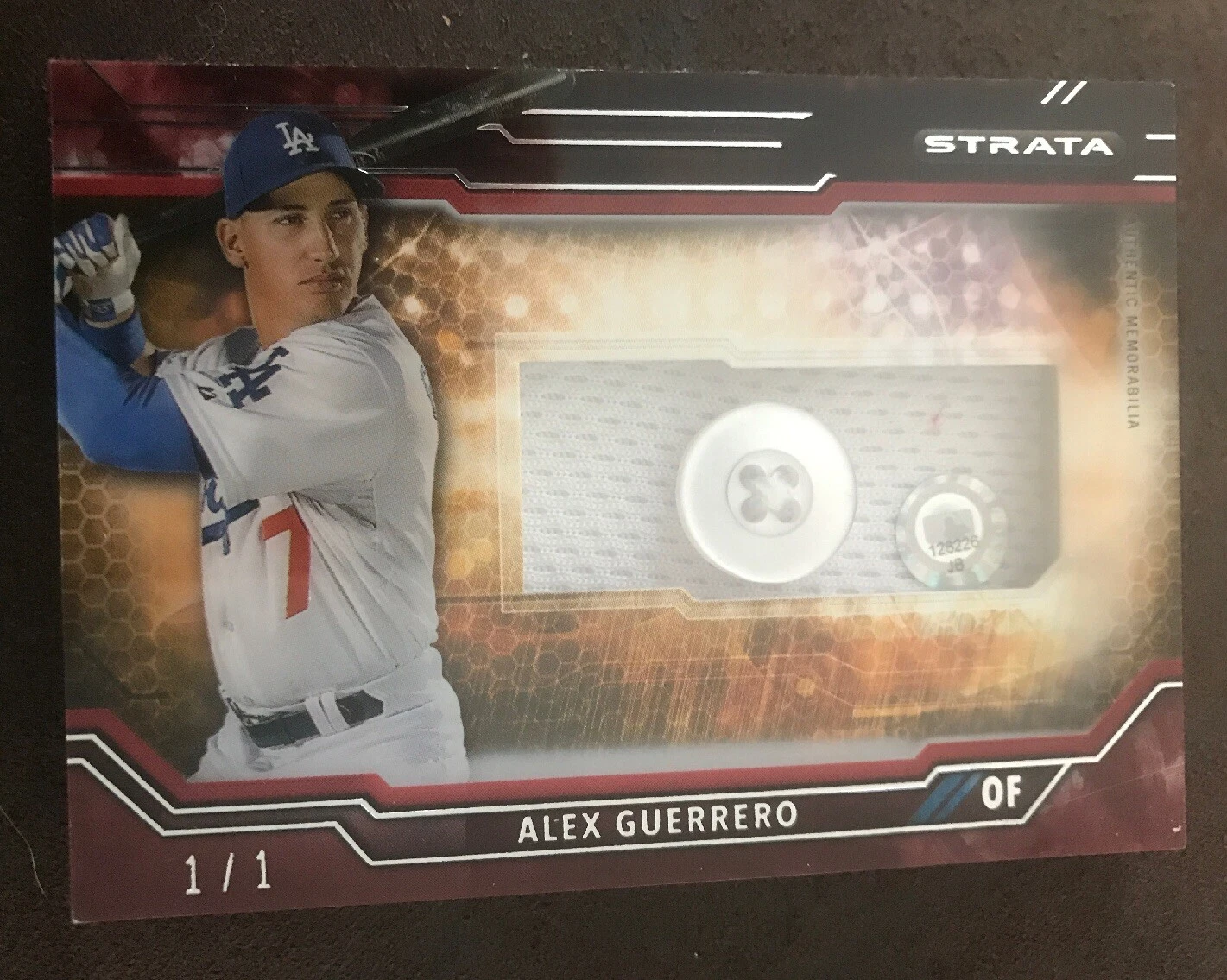 ALEX GUERRERO 2015 Topps Strata BUTTON PATCH 1/1 LA DODGERS WOW SICK Card
