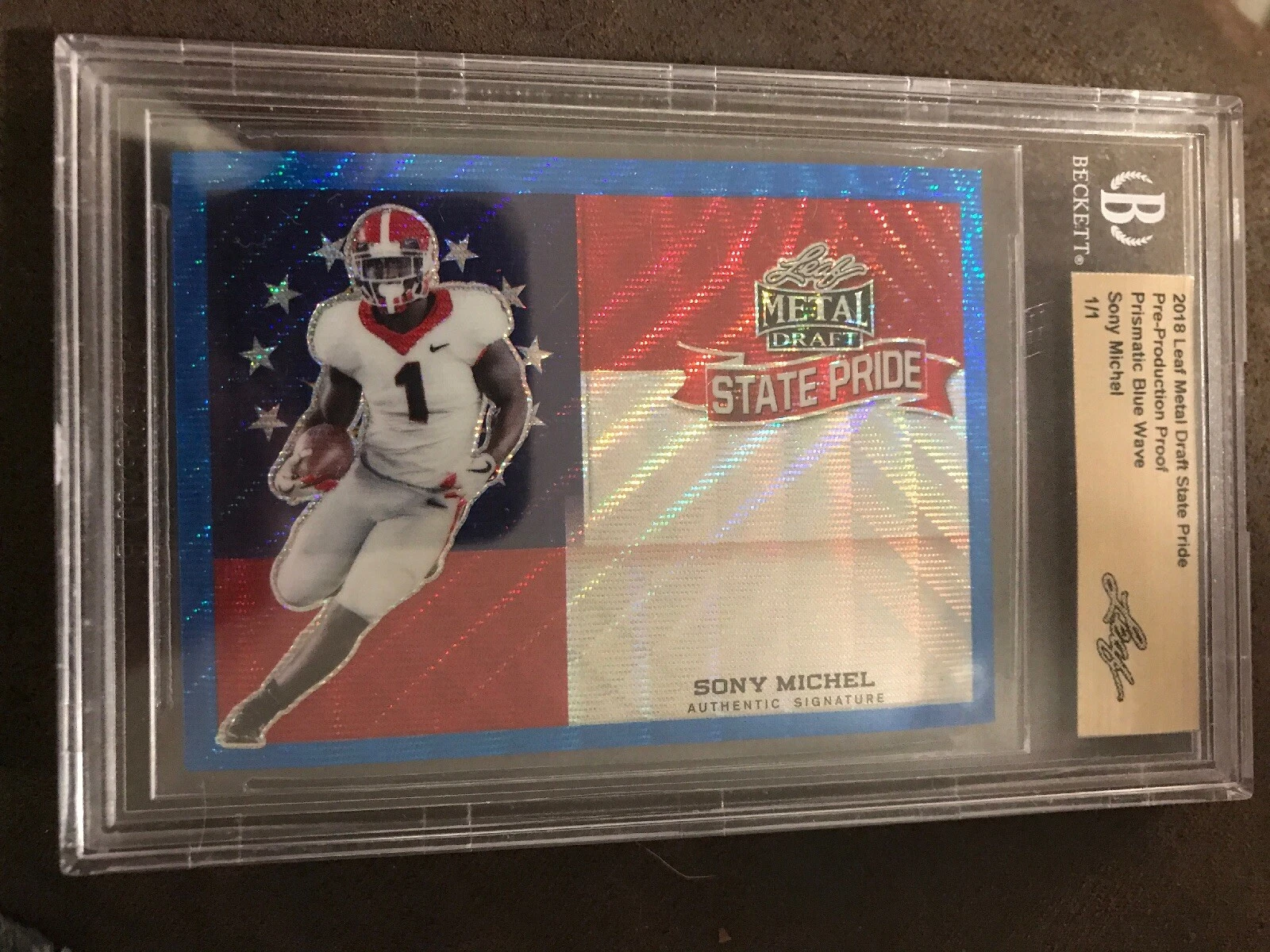 Sony Michel 2018 Leaf Metal Draft State pride 1/1
