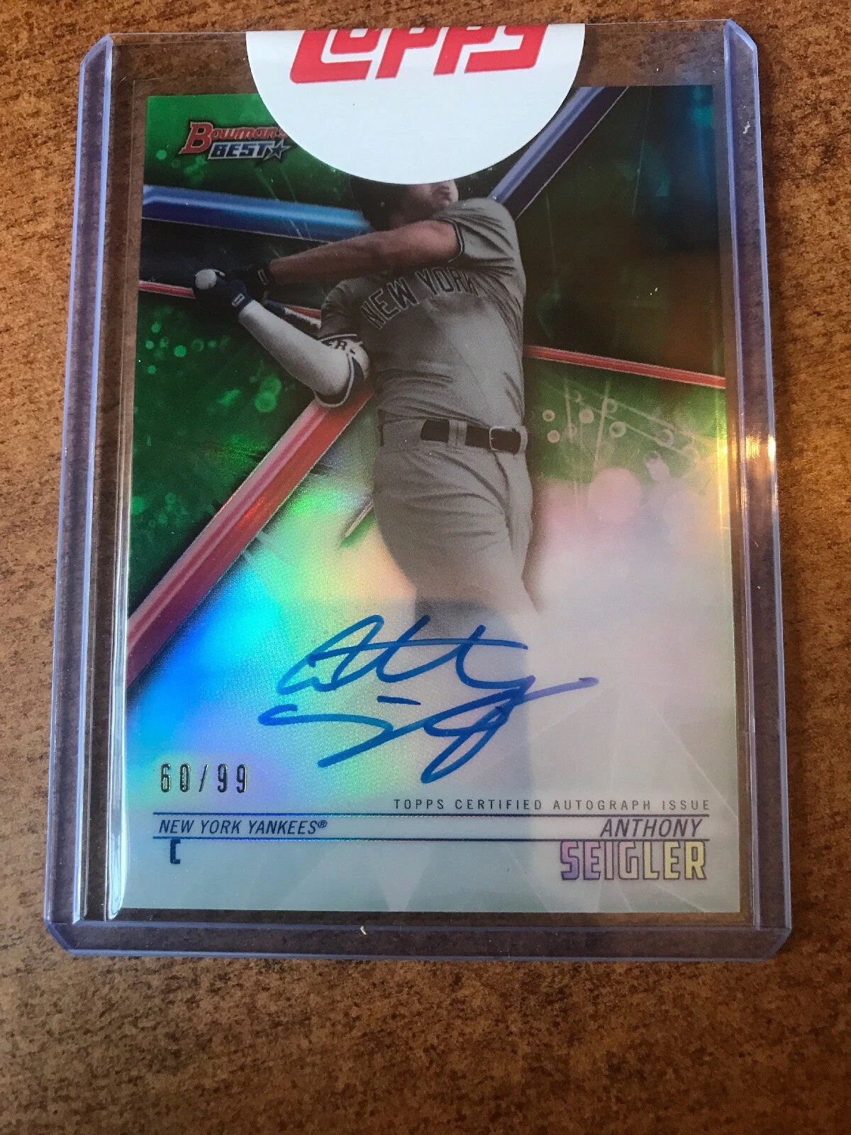 2018 Bowmans Best Anthony Seigler GREEN Refractor Auto #60/99 YANKEES
