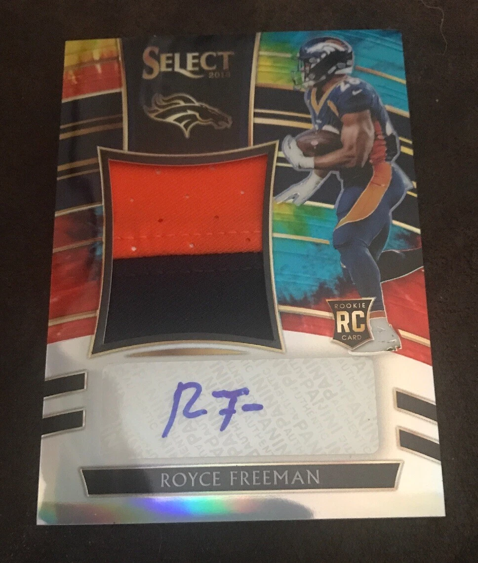 2018 Panini Select Royce Freeman Denver Broncos Auto 2 Color Patch RC 7/25

