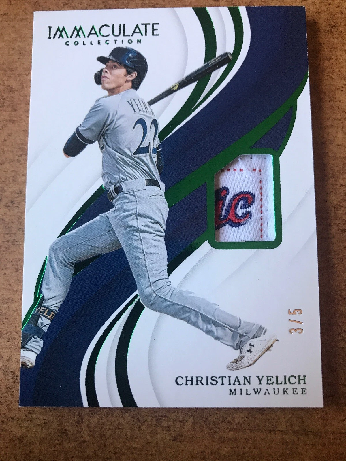 Christian Yelich 2019 Immaculate Collection GAME USED LAUNDY Tag 3/5 Brewers WOW

