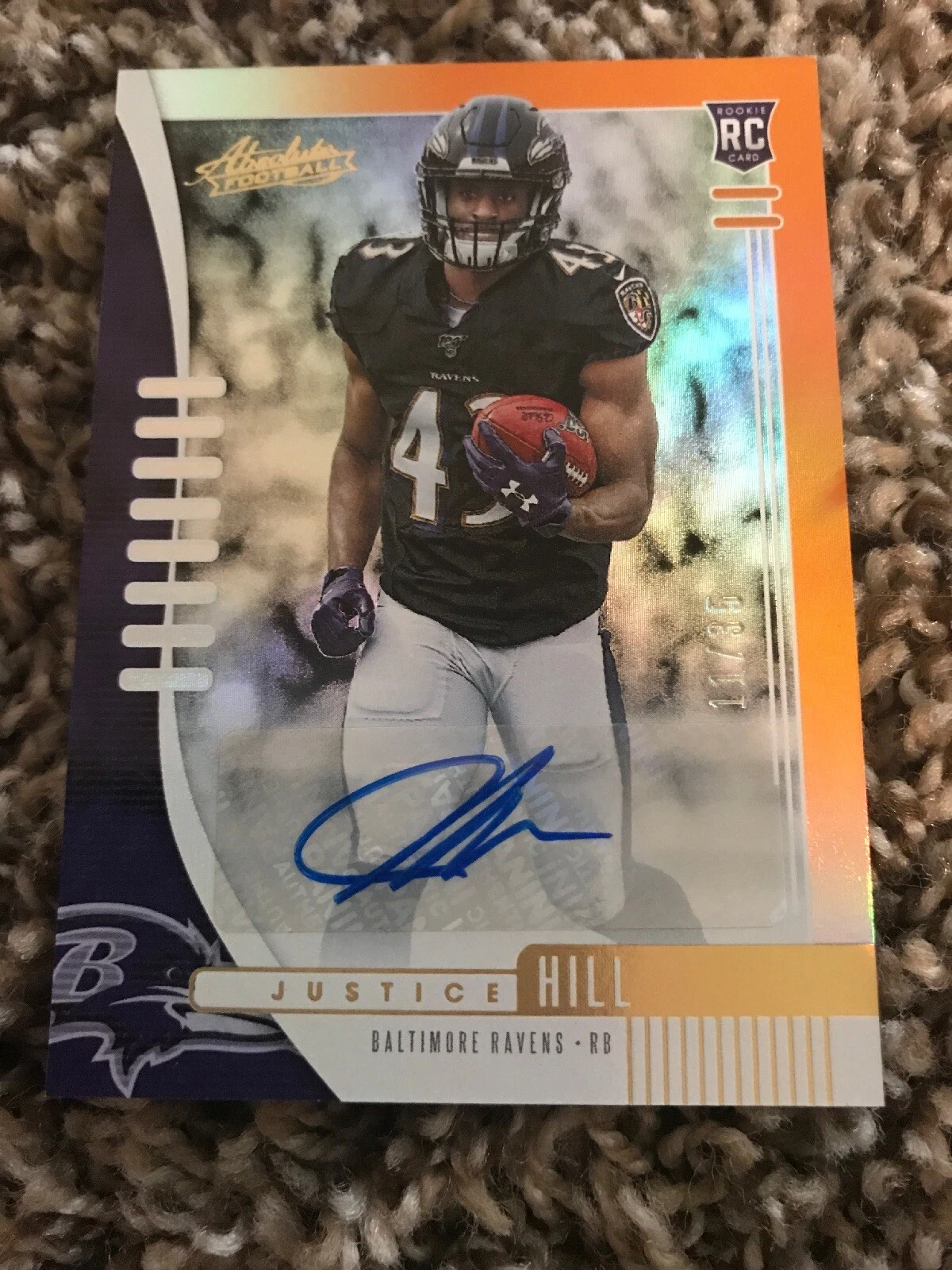 2019 Absolute Justice Hill Auto #11/35 Ravens!
